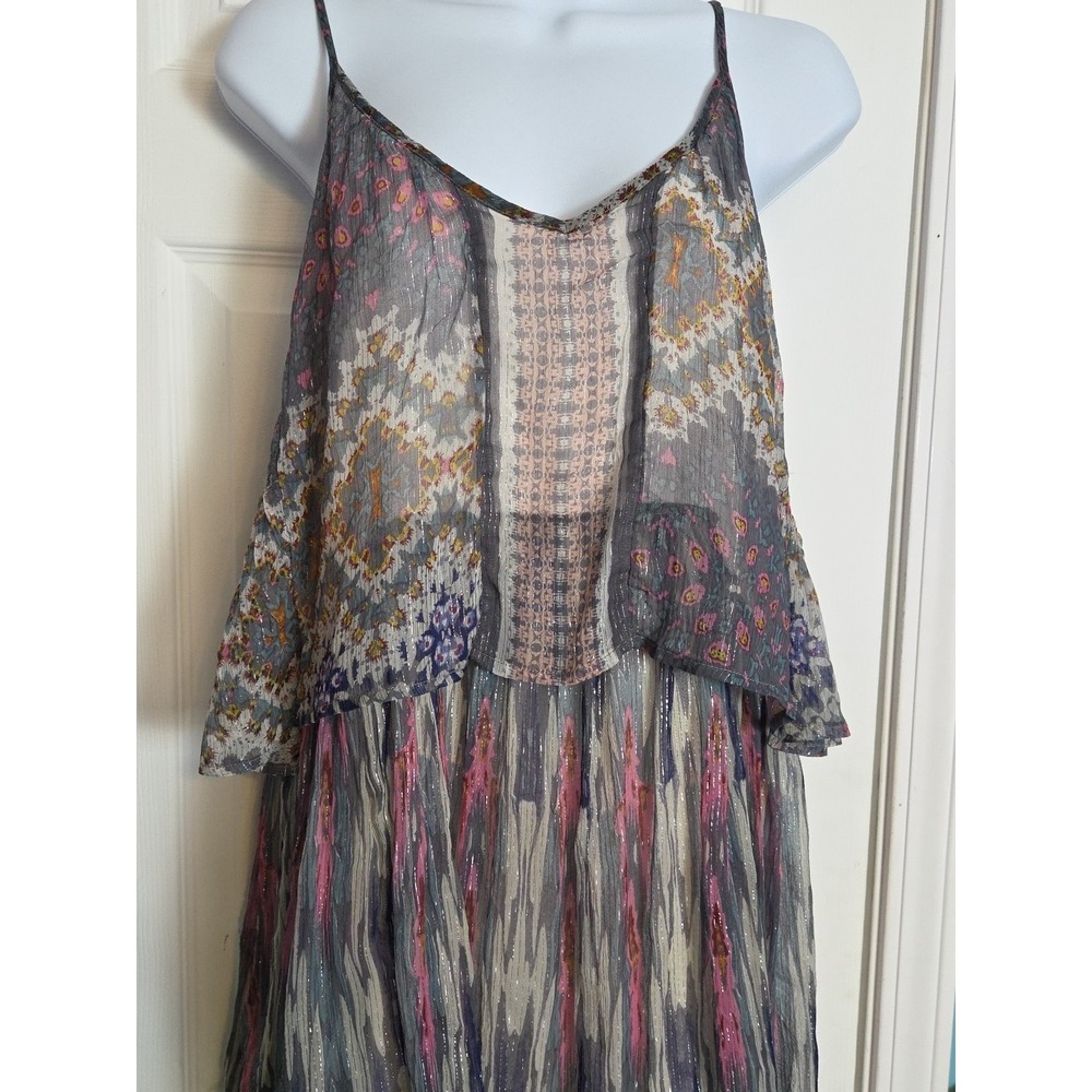 Anthropologie Josie Tiered Maxi Dress Sz 6 Meadow Rue Gypsy Boho Flowy Sparkle - Picture 7 of 14